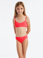 Girls Simply Mesh Bikini Set - Electric Coral