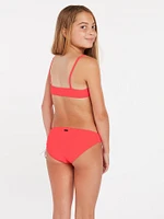 Girls Simply Mesh Bikini Set - Electric Coral