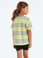 Girls Hypen On Strypes Short Sleeve Top - Lime