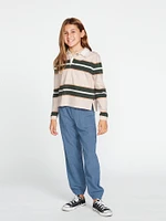 Girls Volarco Long Sleeve Polo - Dark Pine