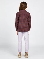 Girls Getting Rad Plaid Long Sleeve Shirt - Midnight Blue