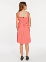 Girls Swingin Summer Dress - Electric Coral