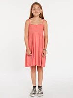 Girls Swingin Summer Dress - Electric Coral