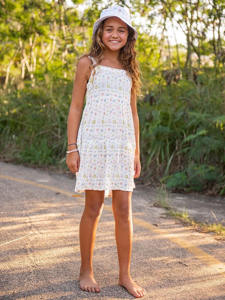 Girls Stickerbook Dress - Star White