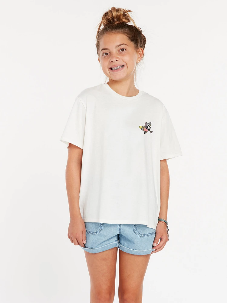 Girls Truly Stoked Surfer Stone Boyfriend Tee - Star White