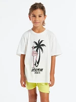 Girls Truly Stoked Flamingo Boyfriend Tee - Star White