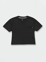 Girls Pocket Dial Short Sleeve Tee - Black