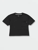 Girls Pocket Dial Short Sleeve Tee - Black