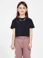 Girls Pocket Dial Short Sleeve Tee - Black