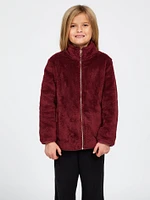 Girls Pheelin Phuzzy Zip Up Jacket - Burgundy