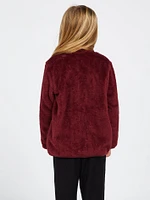 Girls Pheelin Phuzzy Zip Up Jacket - Burgundy