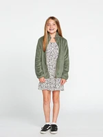 Girls Pheelin Phuzzy Zip Fleece - Light Army