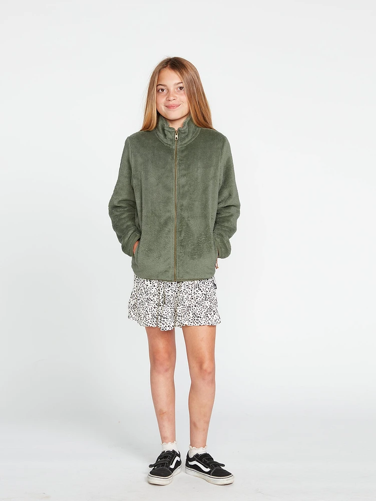 Girls Pheelin Phuzzy Zip Fleece - Light Army