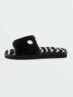 Girls Lived Lounge Slippers - Black White