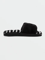 Girls Lived Lounge Slippers - Black White