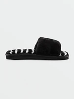 Girls Lived Lounge Slippers - Black White