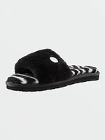 Girls Lived Lounge Slippers - Black White