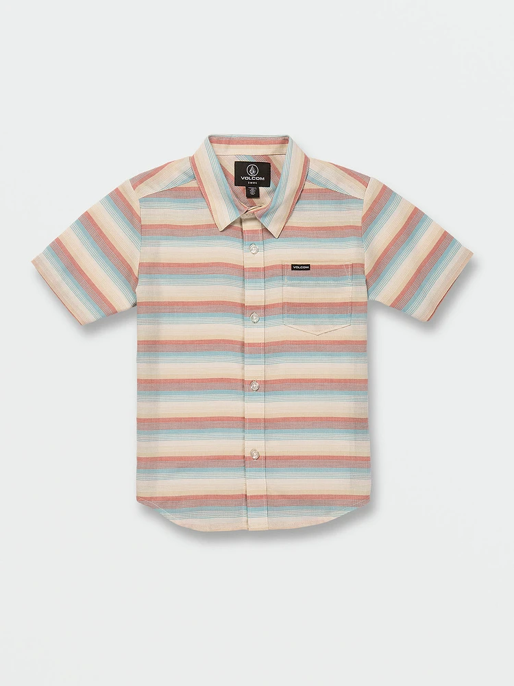 Little Boys Veecee Stripe Short Sleeve Shirt - Whitecap Grey