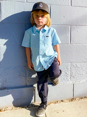 Little Boys Salford Short Sleeve Shirt - Washed Blue