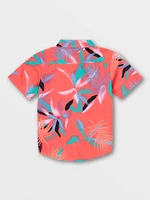 Little Boys Leaf Spray Short Sleeve Shirt - Lava Rock Red