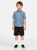 Little Boys Stone Mags Short Sleeve Shirt - Slate Blue