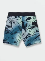 Little Boys Marble Stripe Mod Trunks - Aged Indigo