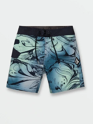 Little Boys Marble Stripe Mod Trunks - Aged Indigo