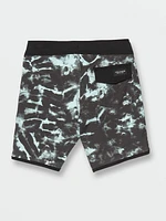 Little Boys Psych Scallop Mod-Tech Trunks - Rinsed Black