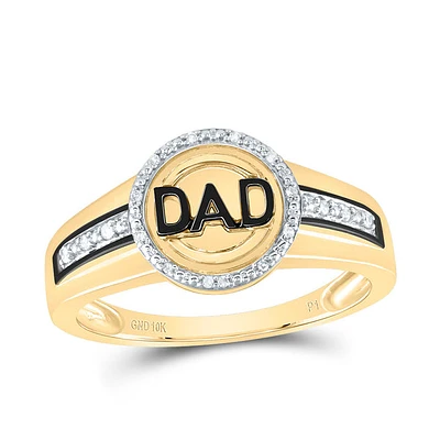 10kt Gold Mens Round Diamond DAD Circle Ring 1/12 Cttw