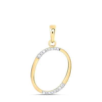 10kt Gold Womens Round Diamond O Initial Letter Pendant / Cttw