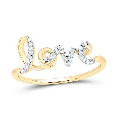 10kt Yellow Gold Womens Round Diamond Love Band Ring 1/12 Cttw