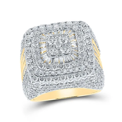 14kt Yellow Gold Mens Round Diamond Square Ring 6-5/8 Cttw