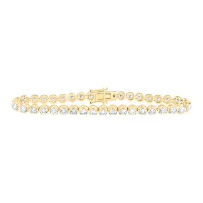 14kt Yellow Gold Womens Round Diamond Studded Tennis Bracelet Cttw