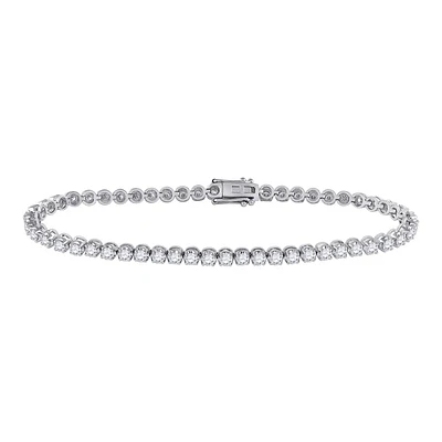 14kt White Gold Womens Round Diamond Studded Tennis Bracelet Cttw