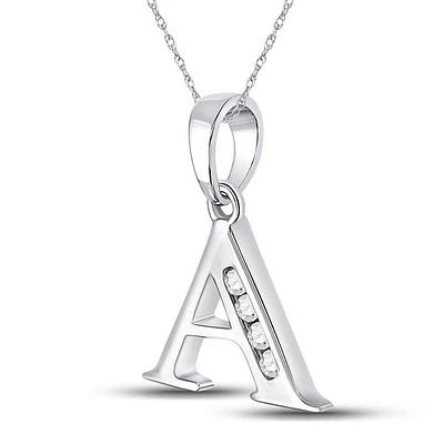 10kt Gold Womens Round Diamond A Initial Letter Pendant 1/ Cttw