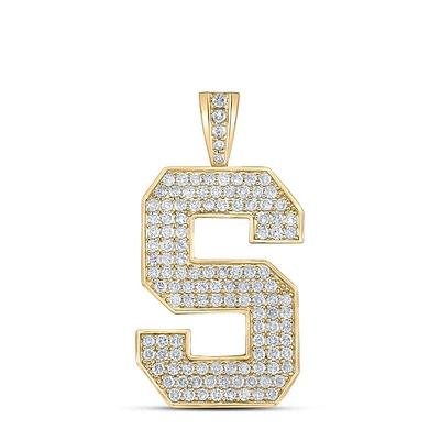 10kt Gold Mens Round Diamond Initial Letter Charm Pendant Cttw