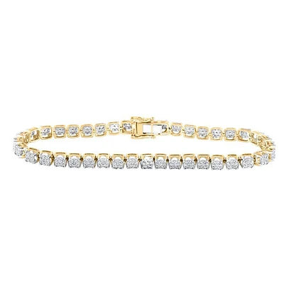 14kt Yellow Gold Mens Round Diamond Single Row Tennis Bracelet 3 Cttw