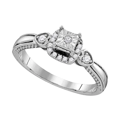 Sterling Silver Round Diamond Solitaire Bridal Wedding Engagement Ring 1/6 Cttw