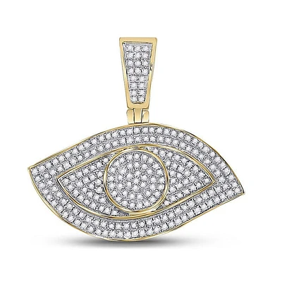 10kt Yellow Gold Mens Round Diamond All Seeing Eye Charm Pendant 5/8 Cttw