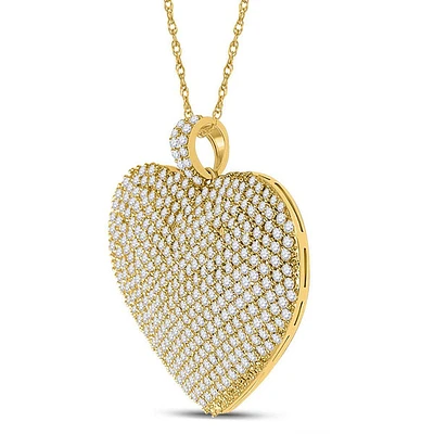 14kt Yellow Gold Womens Round Diamond Heart Pendant 3 Cttw