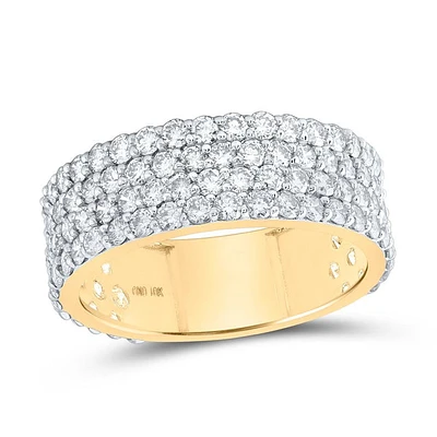 10kt Gold Mens Round Diamond 4-Row Pave Band Ring 3-3/ Cttw