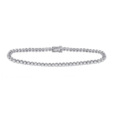 10kt White Gold Womens Round Diamond Studded Tennis Bracelet 2 Cttw