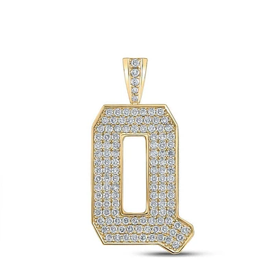 10kt Gold Mens Round Diamond Q Initial Letter Charm Pendant Cttw