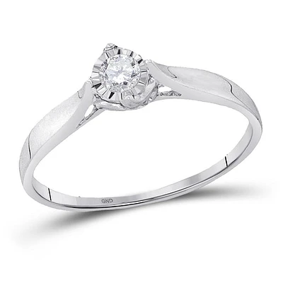 10kt White Gold Womens Round Diamond Solitaire Promise Ring 1/ Cttw