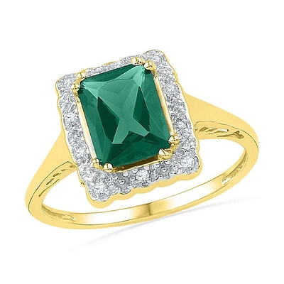 10kt Gold Womens Emerald Synthetic Emerald Solitaire Ring 1-/4 Cttw