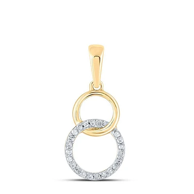 10kt Gold Womens Round Diamond Interlocking Circle Pendant 1/20 Cttw