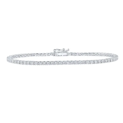 10kt White Gold Womens Round Diamond Single Row Tennis Bracelet 2 Cttw