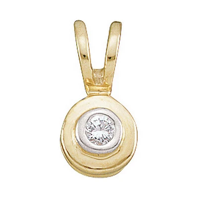 10kt Gold Womens Round Diamond Solitaire Circle Pendant .03 Cttw