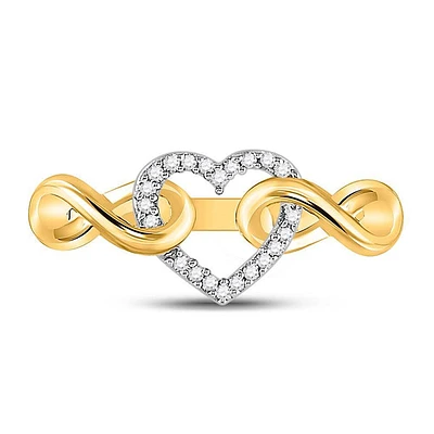 10kt Gold Womens Round Diamond Infinity Twist Heart Ring 1/10 Cttw