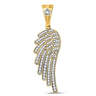 10kt Yellow Gold Mens Round Diamond Angel Wing Charm Pendant 1/2 Cttw